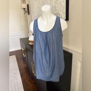 CAbi‎ Blue Relaxed Pleated Tank Top